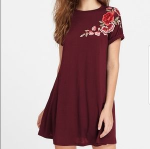 SHEIN Embroidered flower applique swing tee dress